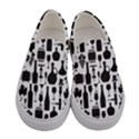 Wine Pattern Black White Women s Canvas Slip Ons View1