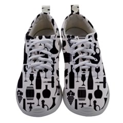 Wine Pattern Black White Women Athletic Shoes