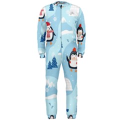 Christmas Seamless Pattern With Penguin Onepiece Jumpsuit (men)  by Vaneshart