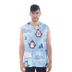 Christmas Seamless Pattern With Penguin Men s Basketball Tank Top