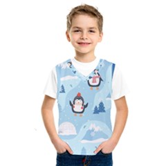 Christmas Seamless Pattern With Penguin Kids  Sportswear by Vaneshart