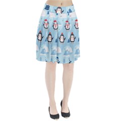 Christmas Seamless Pattern With Penguin Pleated Skirt by Vaneshart