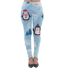 Christmas Seamless Pattern With Penguin Lightweight Velour Leggings by Vaneshart