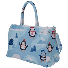 Christmas Seamless Pattern With Penguin Duffel Travel Bag by Vaneshart