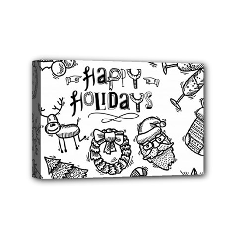 Christmas Seamless Pattern Doodle Style Mini Canvas 6  X 4  (stretched) by Vaneshart