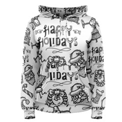 Christmas Seamless Pattern Doodle Style Women s Pullover Hoodie by Vaneshart