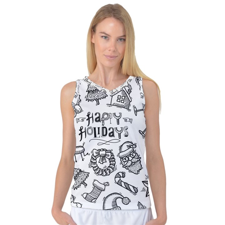 Christmas Seamless Pattern Doodle Style Women s Basketball Tank Top