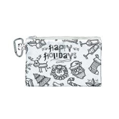 Christmas Seamless Pattern Doodle Style Canvas Cosmetic Bag (small) by Vaneshart