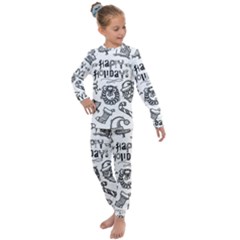 Christmas Seamless Pattern Doodle Style Kids  Long Sleeve Set  by Vaneshart