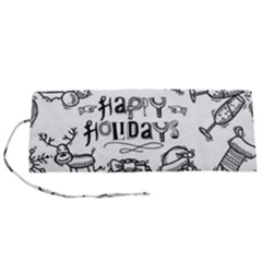 Christmas Seamless Pattern Doodle Style Roll Up Canvas Pencil Holder (s) by Vaneshart