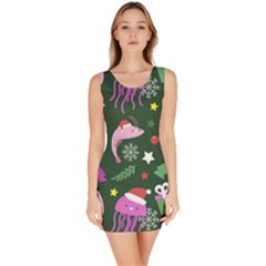 Colorful Funny Christmas Pattern Bodycon Dress by Vaneshart