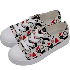 Cute Christmas Seamless Pattern Vector Kids  Low Top Canvas Sneakers