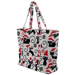 Cute Christmas Seamless Pattern Vector Zip Up Canvas Bag by Vaneshart