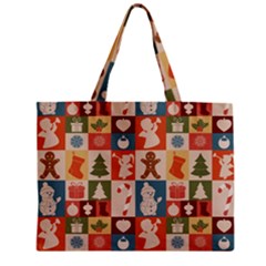 Cute Christmas Seamless Pattern Vector Zipper Mini Tote Bag by Vaneshart