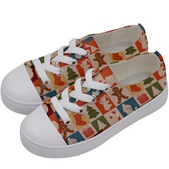 Cute Christmas Seamless Pattern Vector Kids  Low Top Canvas Sneakers