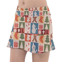 Cute Christmas Seamless Pattern Vector Tennis Skorts by Vaneshart