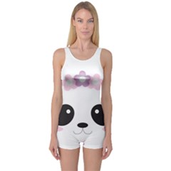 Panda Face One Piece Boyleg Swimsuit by PhotoThisxyz