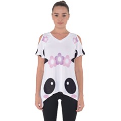 Panda Face Cut Out Side Drop Tee by PhotoThisxyz