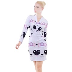 Panda Face Button Long Sleeve Dress by PhotoThisxyz