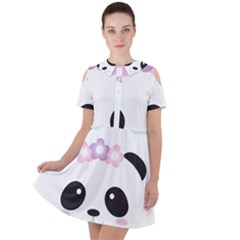 Panda Face Short Sleeve Shoulder Cut Out Dress 