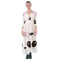 Panda Face Button Up Maxi Dress