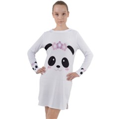 Panda Face Long Sleeve Hoodie Dress