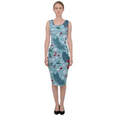 Seamless Pattern With Berries Leaves Sleeveless Pencil Dress by Vaneshart