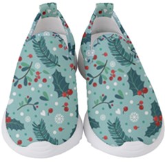 Seamless Pattern With Berries Leaves Kids  Slip On Sneakers by Vaneshart