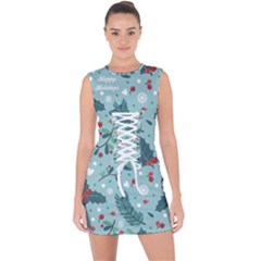 Seamless Pattern With Berries Leaves Lace Up Front Bodycon Dress by Vaneshart