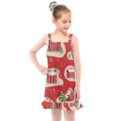 Christmas New Year Seamless Pattern Kids  Overall Dress by Vaneshart