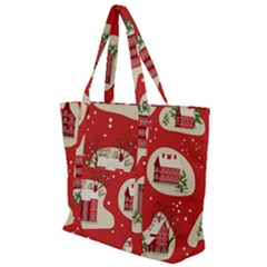 Christmas New Year Seamless Pattern Zip Up Canvas Bag by Vaneshart