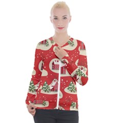 Christmas New Year Seamless Pattern Casual Zip Up Jacket by Vaneshart