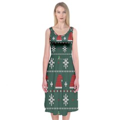 Beautiful Knitted Christmas Pattern Midi Sleeveless Dress by Vaneshart