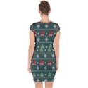 Beautiful Knitted Christmas Pattern Capsleeve Drawstring Dress  View2