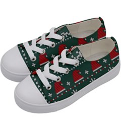 Beautiful Knitted Christmas Pattern Kids  Low Top Canvas Sneakers