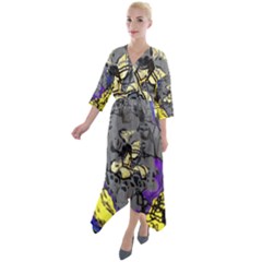 Motion And Emotion 1 1 Quarter Sleeve Wrap Front Maxi Dress