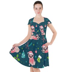 Pattern Christmas Funny Cap Sleeve Midi Dress by Vaneshart