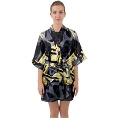 Motion And Emotion 1 2 Half Sleeve Satin Kimono  by bestdesignintheworld