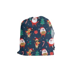 Funny Christmas Pattern Drawstring Pouch (medium) by Vaneshart