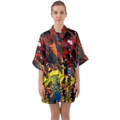 Parade Of The Planets 1 1 Half Sleeve Satin Kimono  by bestdesignintheworld