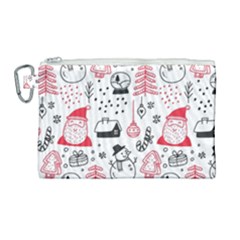 Christmas Themed Seamless Pattern Canvas Cosmetic Bag (large) by Vaneshart