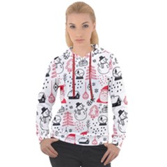 Christmas Themed Seamless Pattern Women s Overhead Hoodie