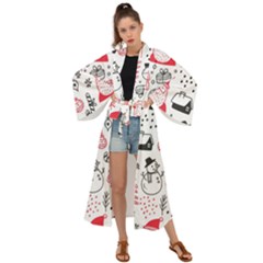 Christmas Themed Seamless Pattern Maxi Kimono by Vaneshart