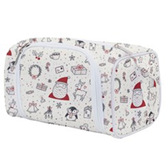 Cute Christmas Doodles Seamless Pattern Toiletries Pouch by Vaneshart