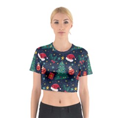 Colorful Funny Christmas Pattern Cotton Crop Top by Vaneshart