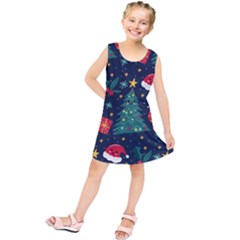 Colorful Funny Christmas Pattern Kids  Tunic Dress by Vaneshart