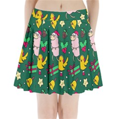 Funny Decoration Christmas Pattern Background Pleated Mini Skirt by Vaneshart