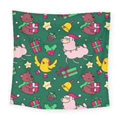 Funny Decoration Christmas Pattern Background Square Tapestry (large)