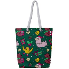 Funny Decoration Christmas Pattern Background Full Print Rope Handle Tote (small) by Vaneshart