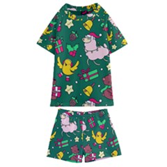 Funny Decoration Christmas Pattern Background Kids  Swim Tee And Shorts Set by Vaneshart